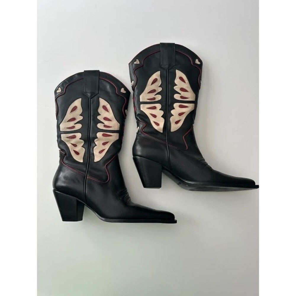Vintage Nine West Butterfly Y2K Leather Cowgirl Boots